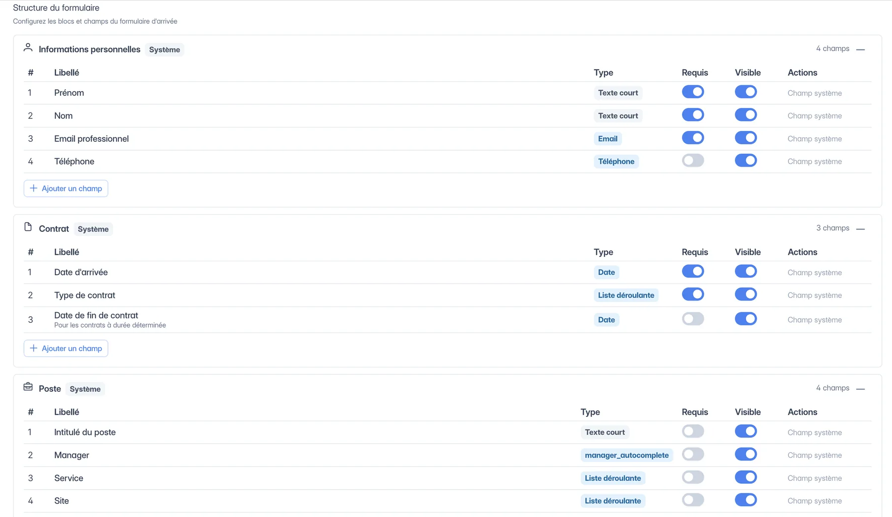 Configuration d'un formulaire d'onboarding dans IT-OneView : champs, types, visibilité et obligation